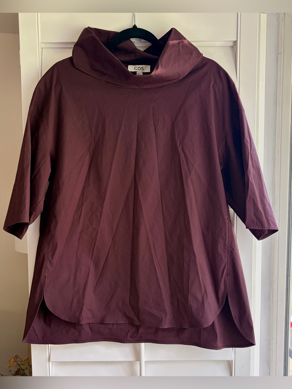 COS Burgundy Funnel-Neck Oversized Tunic